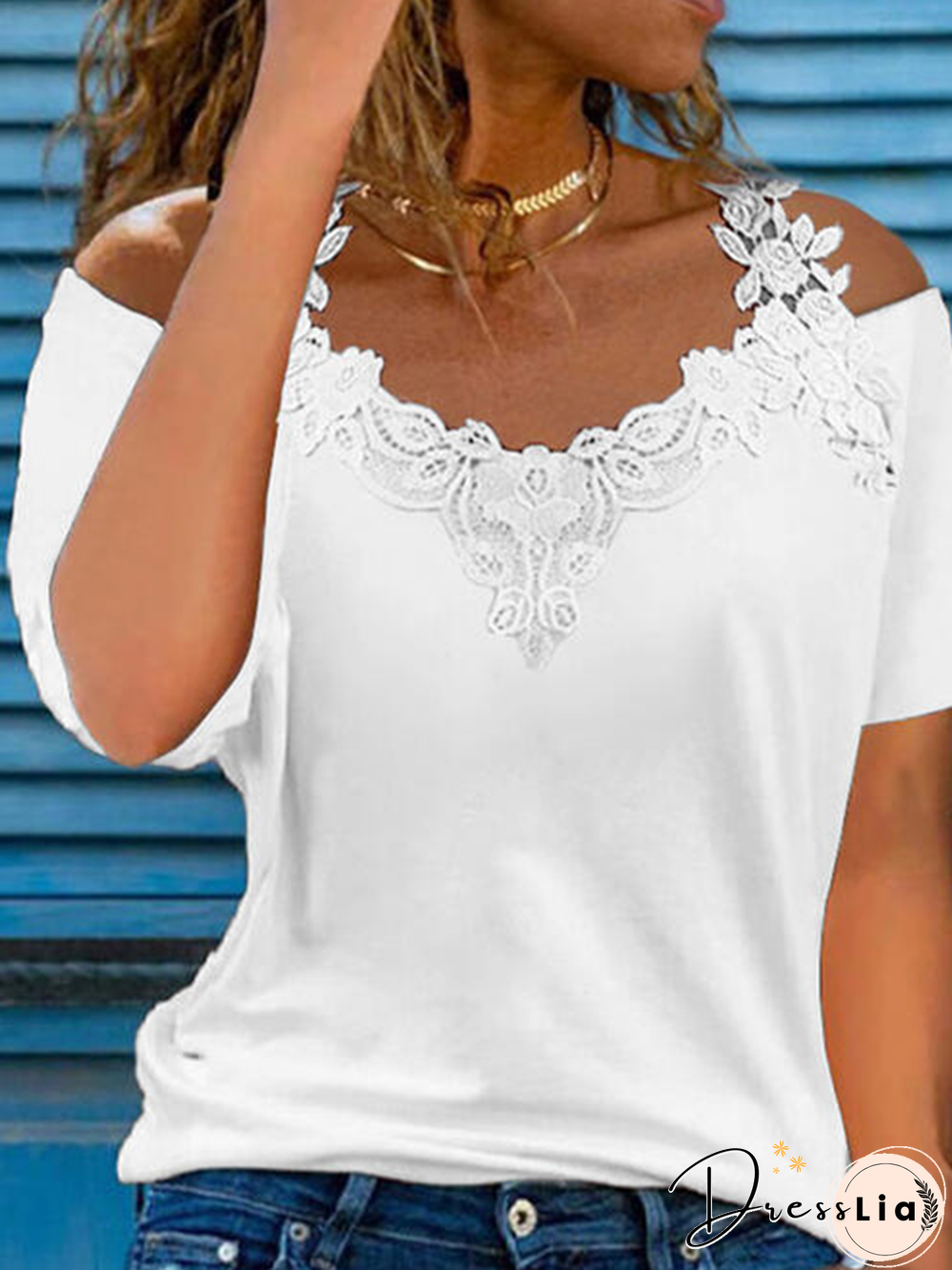 Plain V Neck Short Sleeve Casual T-Shirt