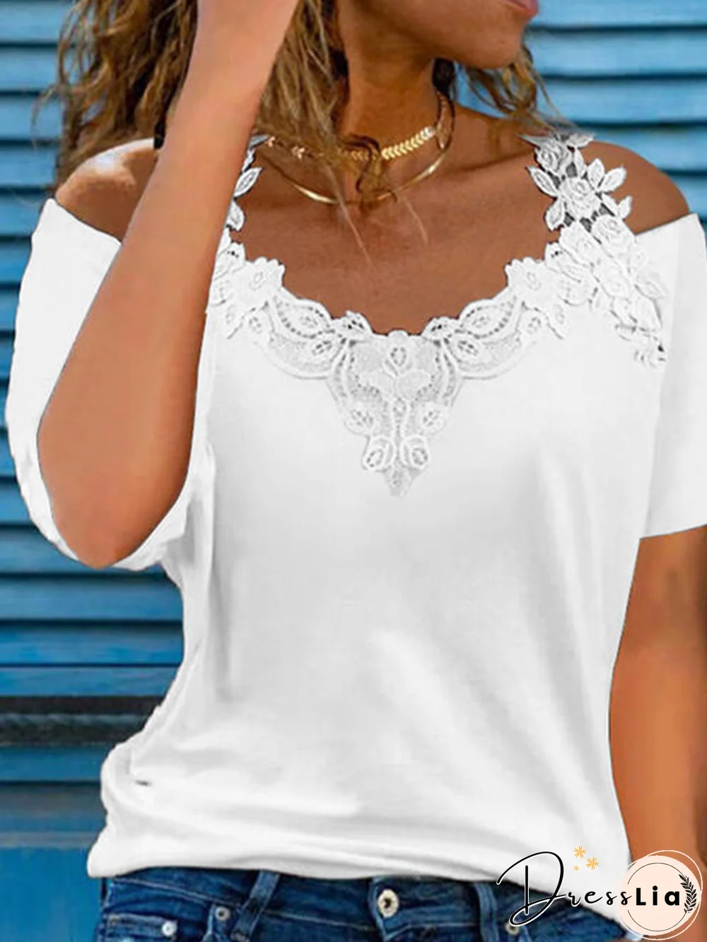 Plain V Neck Short Sleeve Casual T-Shirt