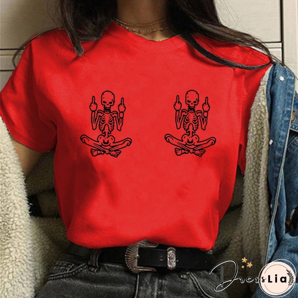 Women's Summer Funny Short Sleeved T-shirts Casual Crew Neck Tees Top Women Clothes Solid Color Shirts