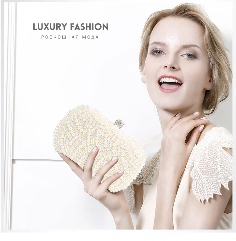 Pearl Clutch Bags Evening Bags for Party Wedding black Shoulder Bag