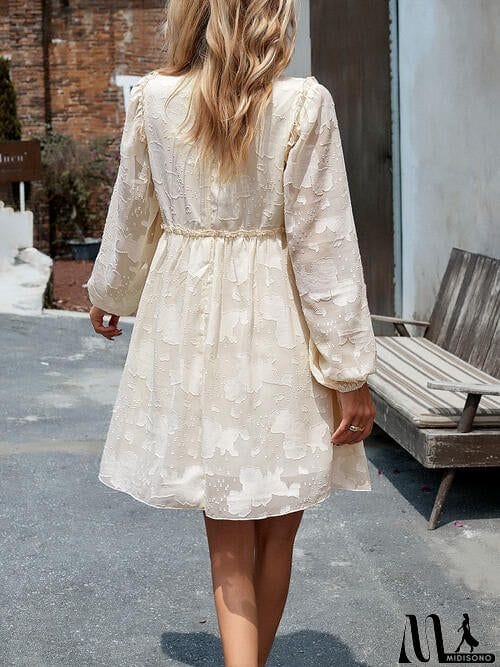 MidiSono - Ruffle Trim Balloon Sleeve Mini Dress