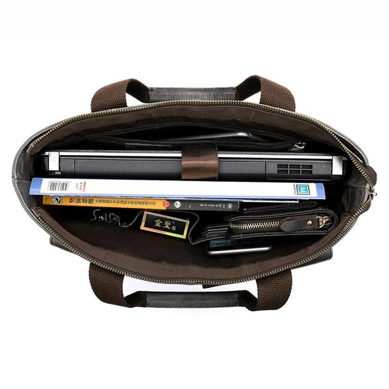 Large Capacity Vintage Leather Casual Business Briefcase