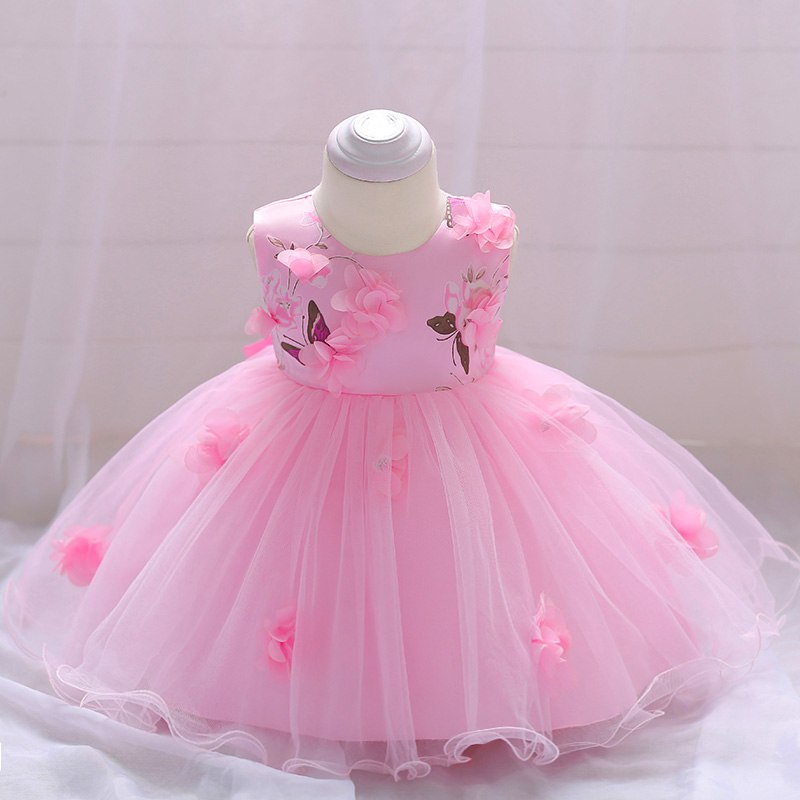 Retail Baby Girls Wedding Gown Dress Baby Girl Party Hand-stitched Flower Birthday Dress For 6-24 month L1839XZ-Mayoulove