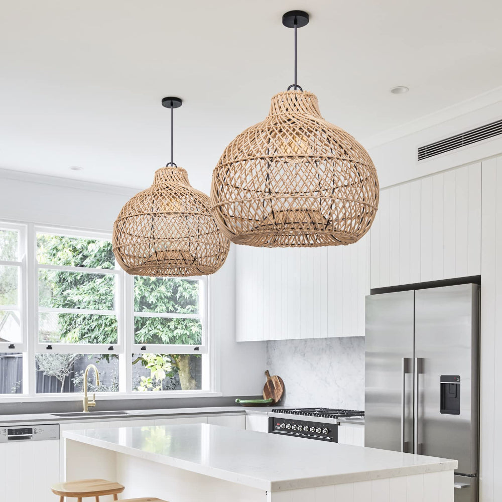 Wicker Farmhouse Kitchen Lighting Pendant Lamp Shade