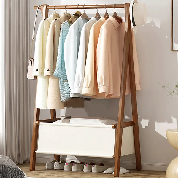 Vertical Foldable Bamboo Thickened Drying Storage Coat Rack