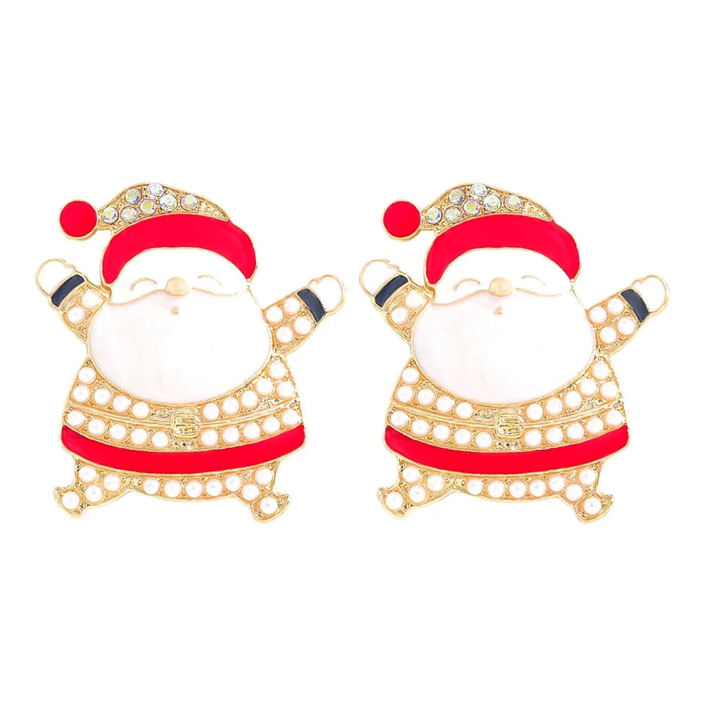 Dvacaman Sparkle Christmas Tree Candy Cane Gingerbread House Christmas Cactus Snowman Santa Drop Earrings For Women Cute Jewelry
