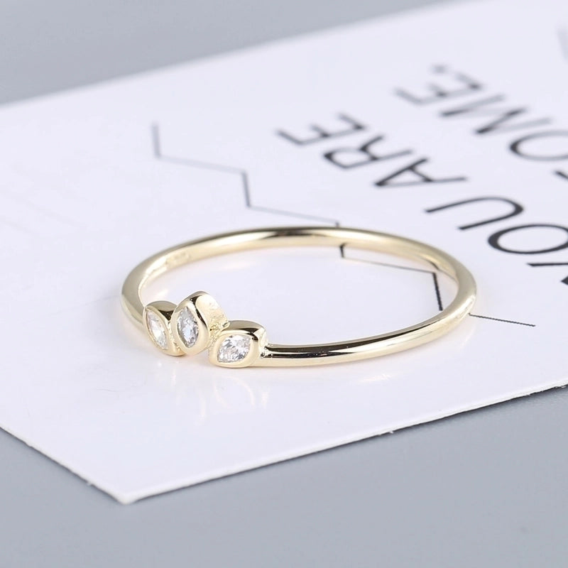 925 Sterling Silver Zircon Leaf Rings