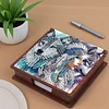 Wooden DIY Indian Wolf Diamond Painting Kit Note Box with 160 Papers for Office