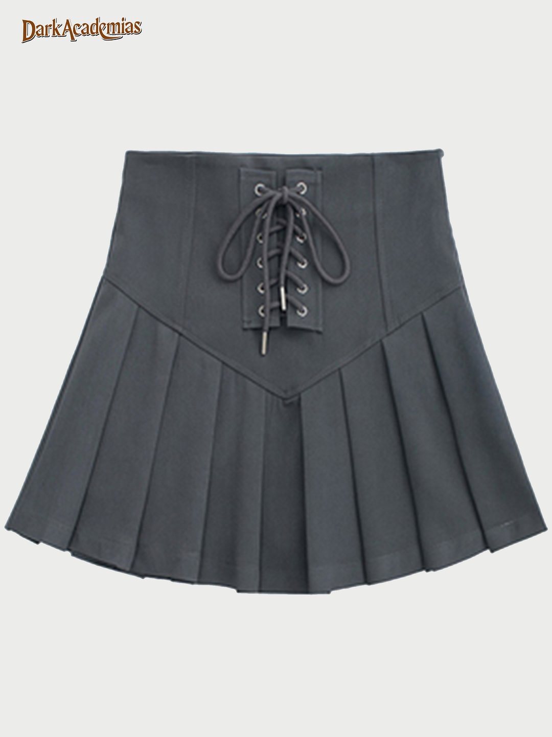 Retro Dark Solid Color Lace-up Waist Ladies Short Skirt
