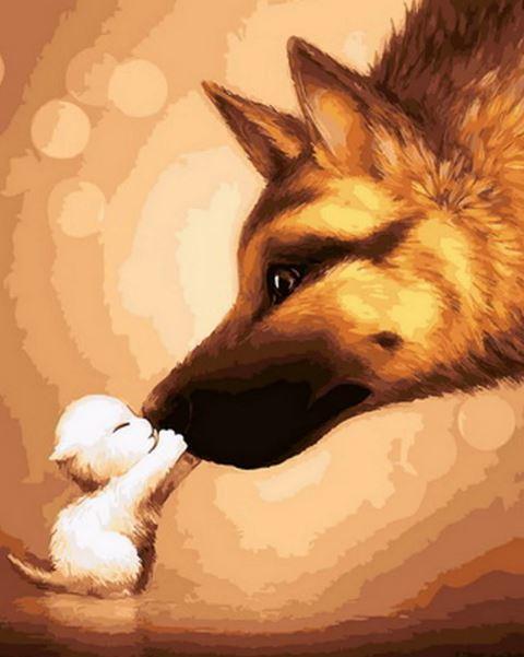 

Dog And Kitty – Paint By Numbers - 40*50CM, 501 Original