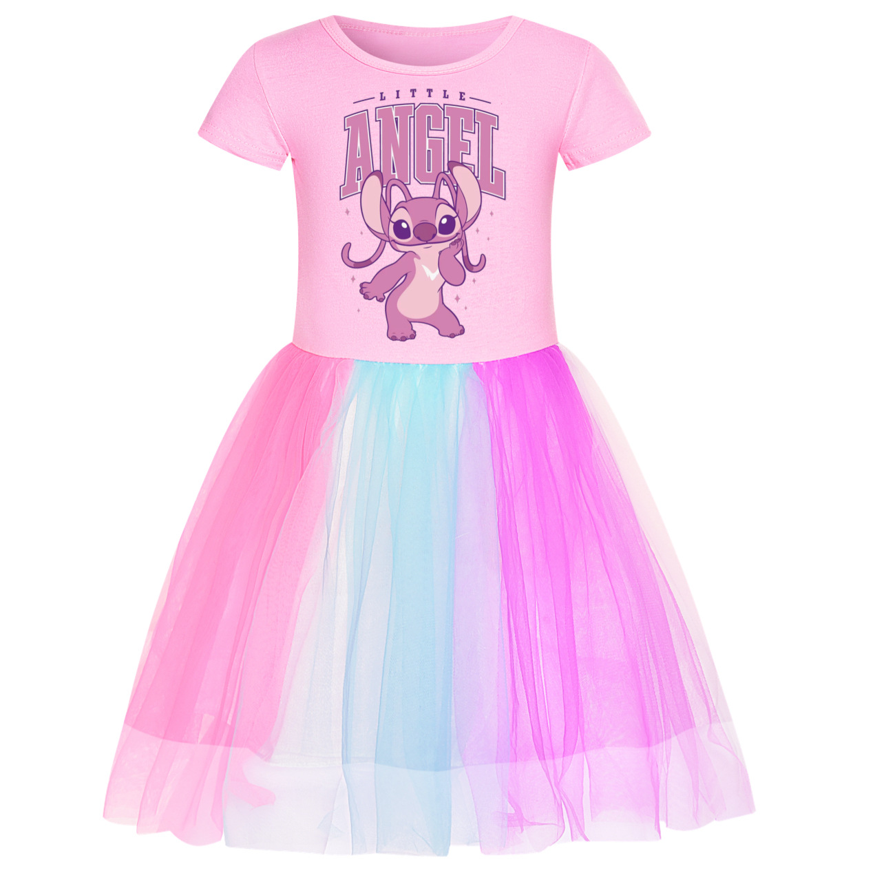 Stitch Starry Rainbow Lace Hem Skirt Dress 3297 -Mayoulove