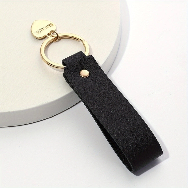 Minimalist Solid Color Pu Leather Women’s Keychain