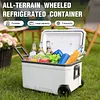 [US Local Warehouse] 70L White Cooler with Wheels Hard Shell Ice Chest Keep Food Warm Rolling Wheeled Camping Cooler for Beach Drink Beverage Picnic Fishing