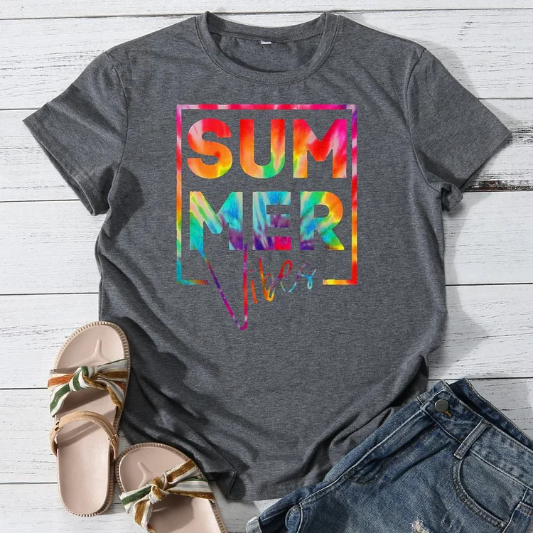 Summer Vibes Round Neck T-shirt-018206