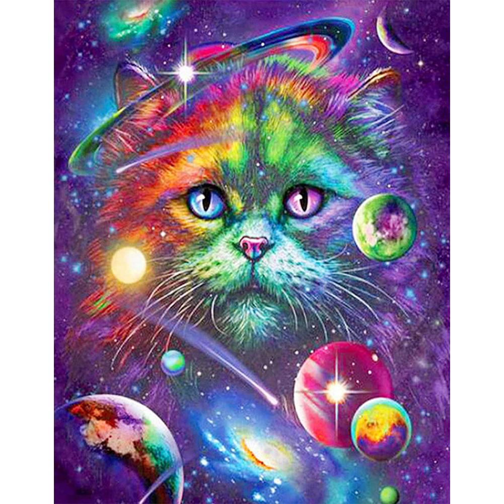 

Planet Cat-Round Drill Diamond Painting-Greeting Card, 501 Original