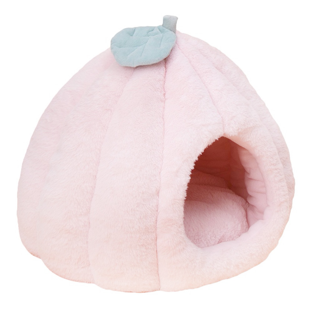 

Pumpkin Pet Plush House Cave Warm Cat Dog Indoor Sleeping Bed Nest Cushion, Light pink, 501 Original