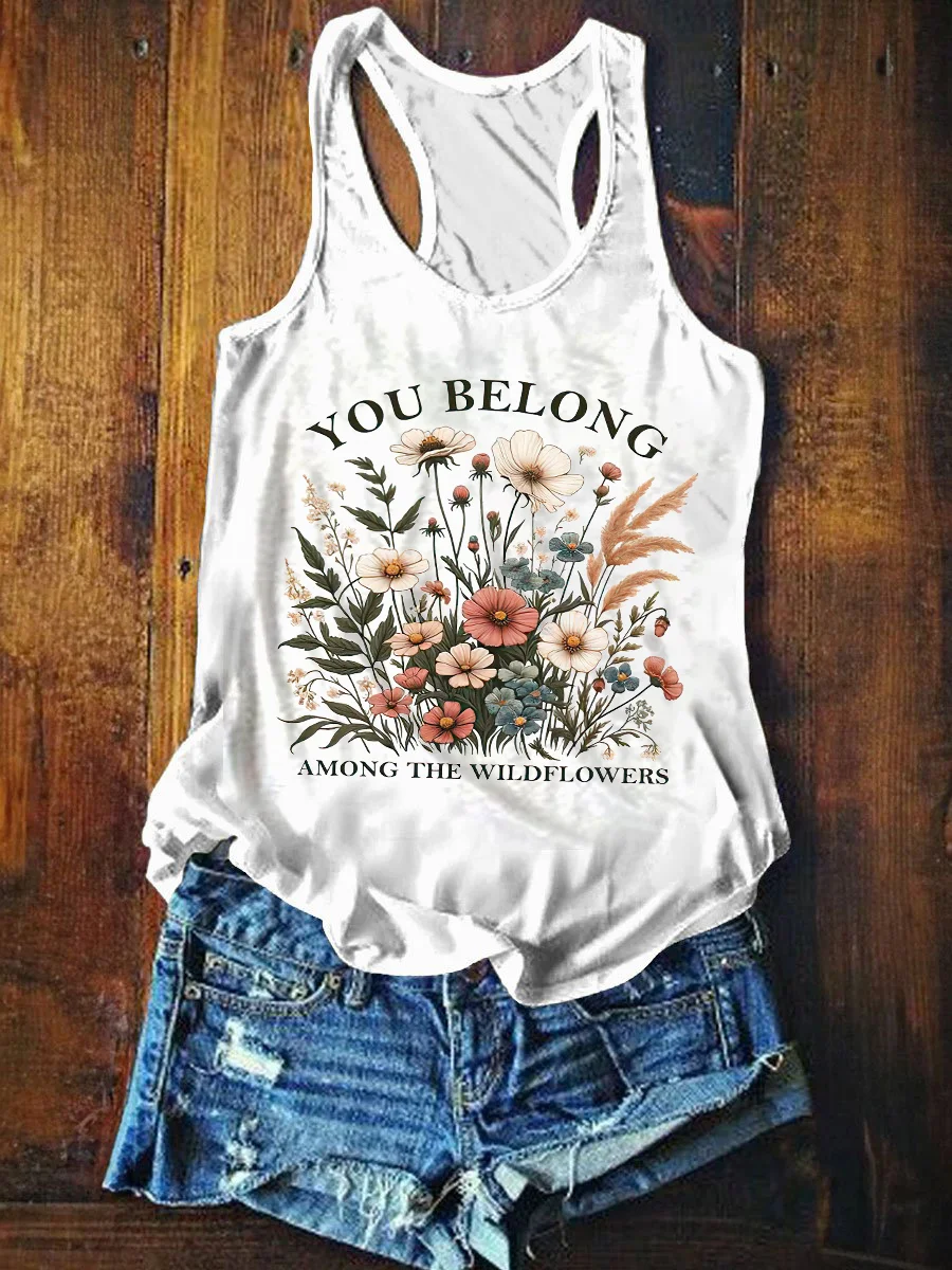 You Belong Among The Wildflowers Print Women's Tank Top