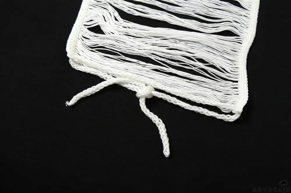 Summer Women Knitting Hollow Tassel Halter Neck Solid Slim Top