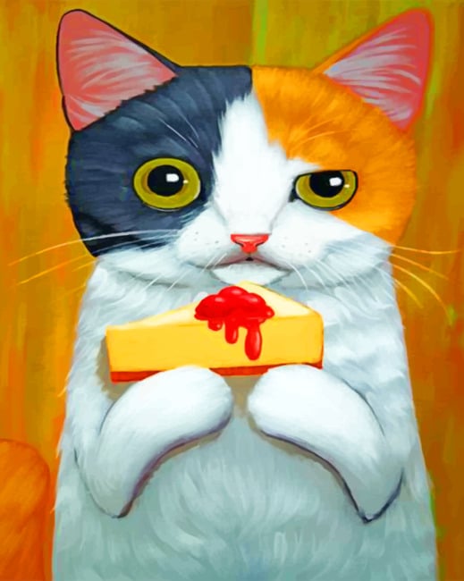 

Cat Holding His A Cake – Paint By Numbers - 40*50CM, 501 Original