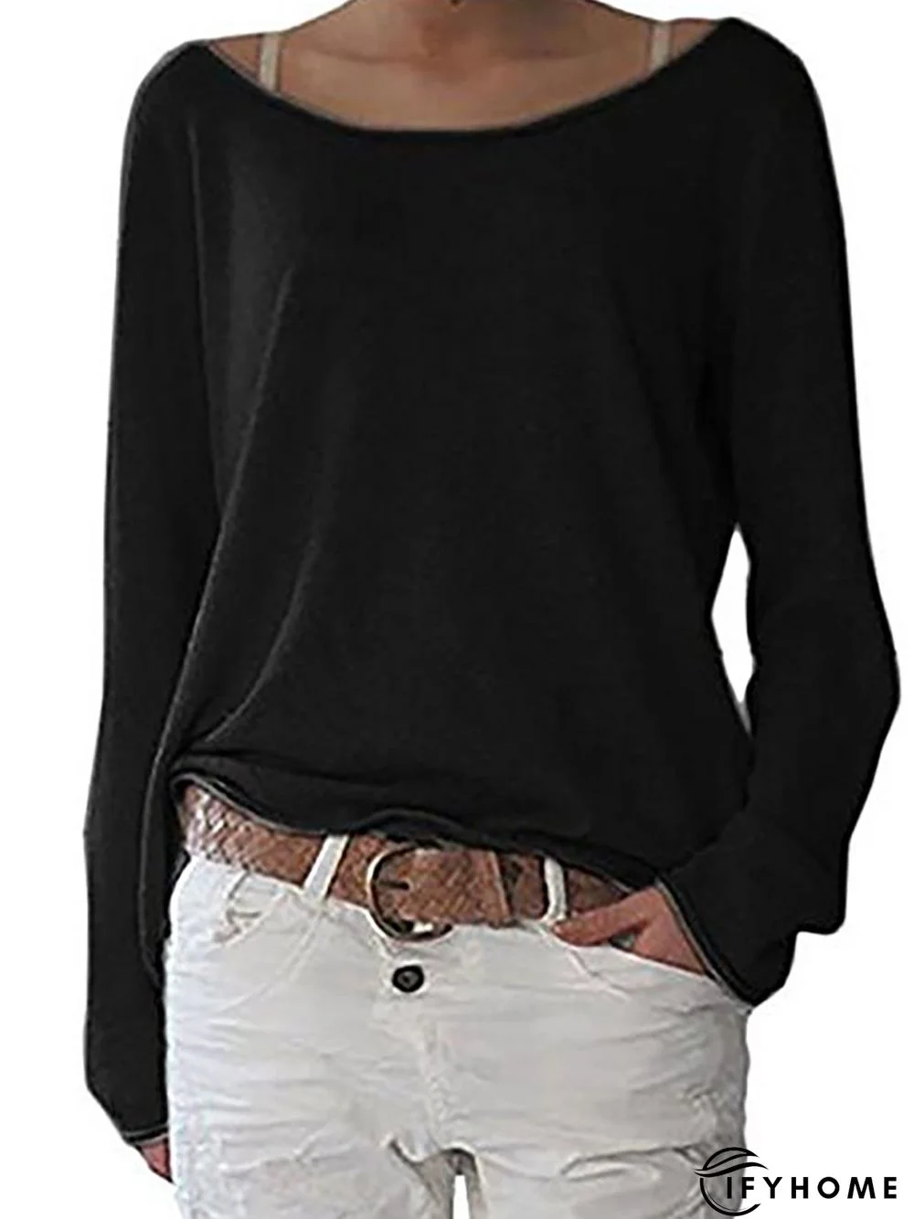 Long Sleeve Crew Neck Cotton T-shirt | IFYHOME