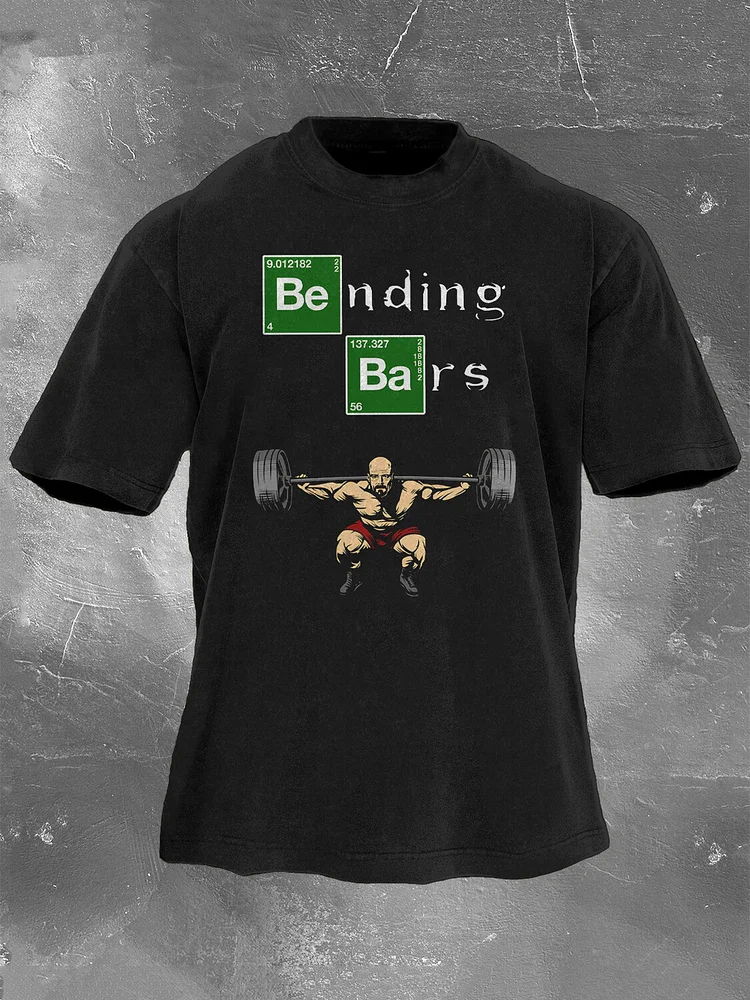 Men's Bending Bars Print Cotton Washed T-Shirt