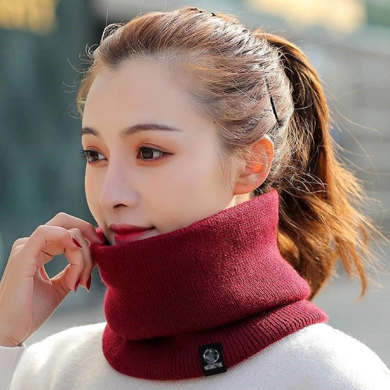 Winter Scarf Unisex Fleece-lined Thickened Scarf Warm Neck Set Riding Mask Wool Pullover Knitted Scarf