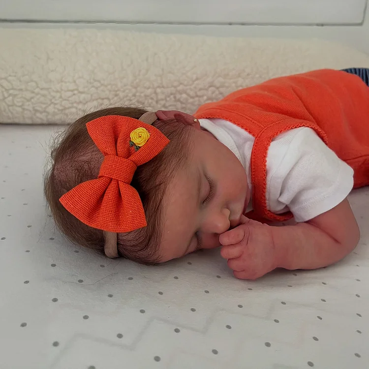 [Heartbeat Coos and Breath]17" Lifelike Sleeping Twins Reborn Baby Doll Girl and Boy Newborn, Baby Doll with Vinyl Body and Hand-Rooted Brown Hair