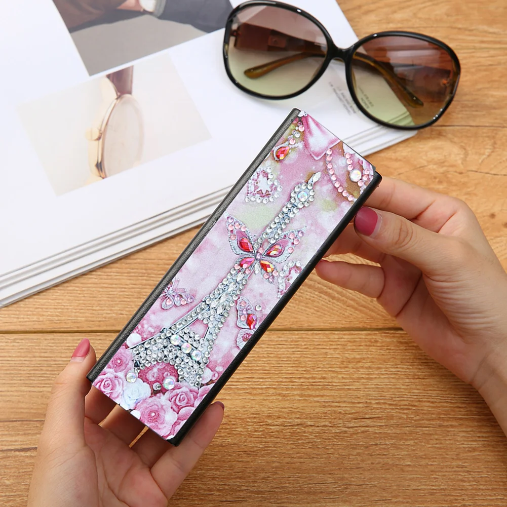 DIY Leather Diamond Painting Glasses Storage Case Mosaic Kit (Q33 Tower)