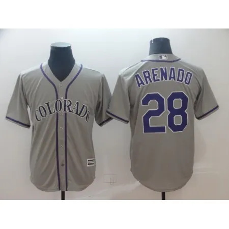 Men's Colorado Rockies #28 Nolan Arenado Grey Cool Base Stitched MLB Jersey GQXK