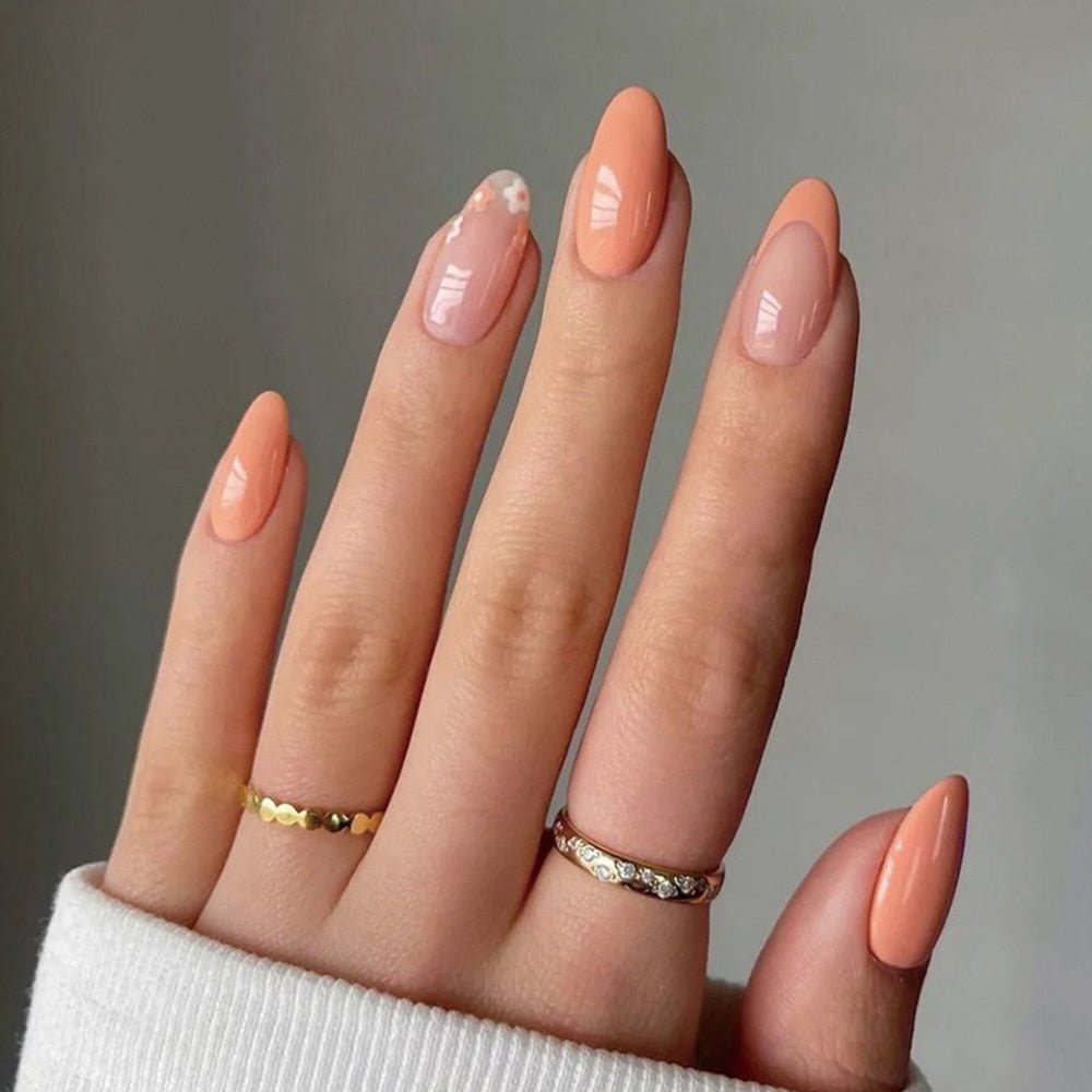 Almond False Nails 24Pcs Press On With Design wave Line Art full cover Wearable Women and Girls Nail Tips Free Shipping Items