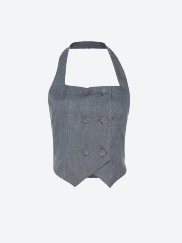 Brownm Crop Halter Top