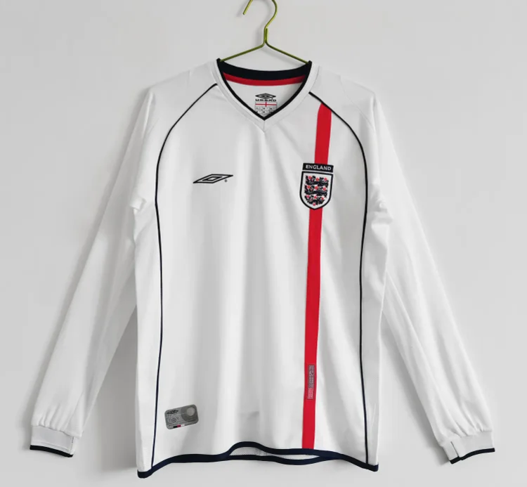 2002 England Home Long Sleeve Retro Jersey