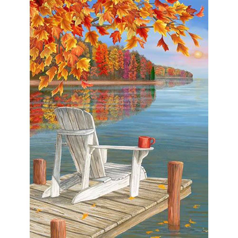 

(Multi-Size) Autumn Lakeside View - Round/Square Drill Diamond Painting - 30*40CM, Round diamond 30*40cm, 501 Original