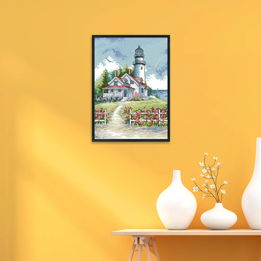 14CT Stamped Cross Stitch - Lighthouse(Canvas|21*30CM)
