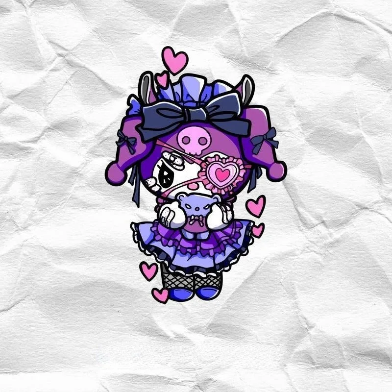 75*105mm Cartoon Anime Kawali Lolita Melody Kuromied Long-lasting Cute Cartoon Sweet Waterproof Realistic Tattoo Stickers