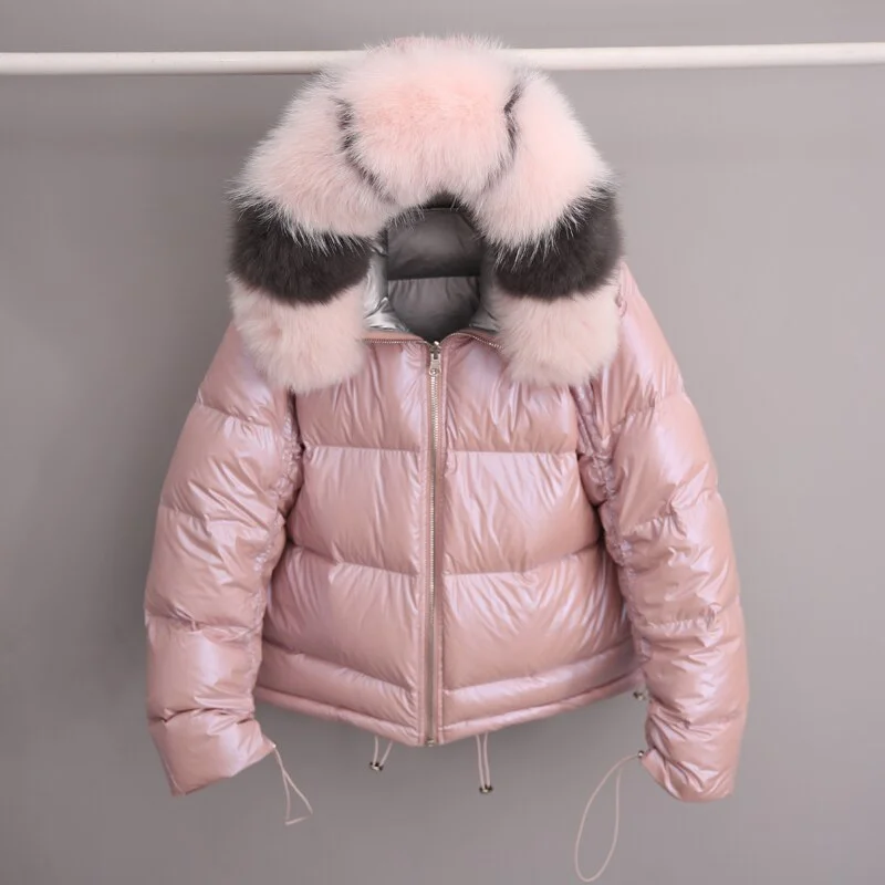 Winter Jacket Women White Duck Down Jacket Big Aritificial Fur Outwear Waterproof Loose Coat Thick Warm Down Parka
