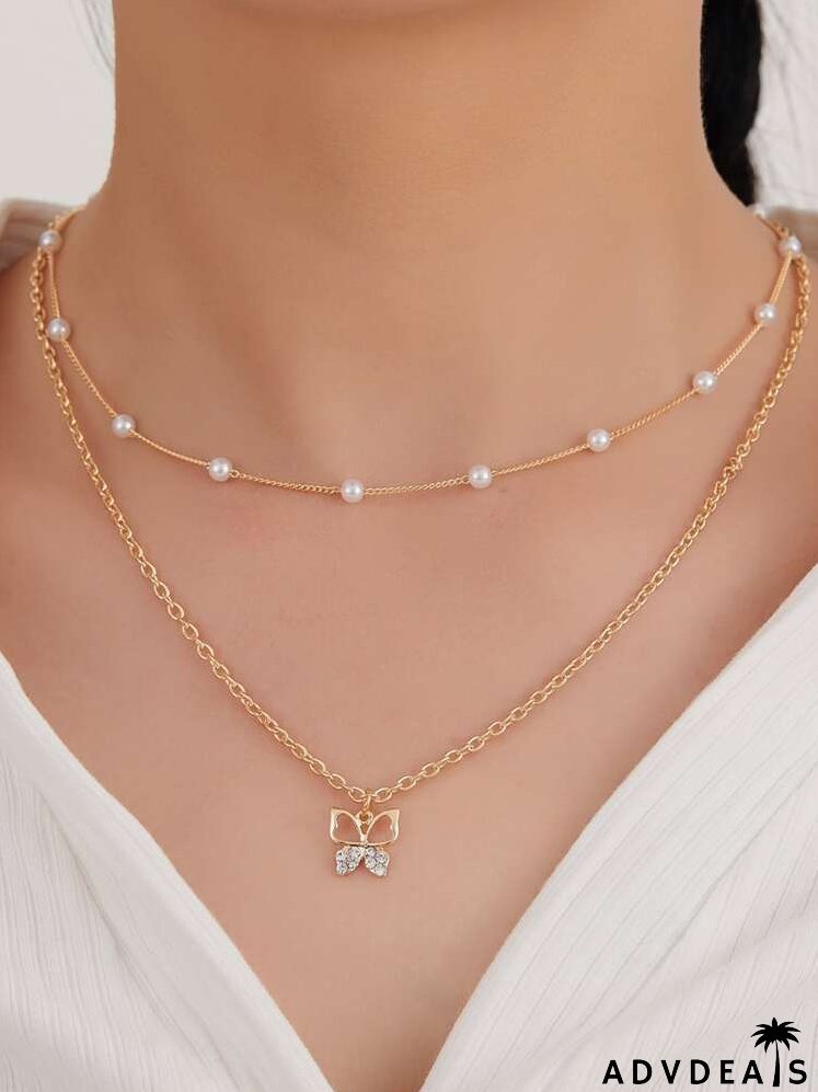 Butterfly Charm Layered Necklace