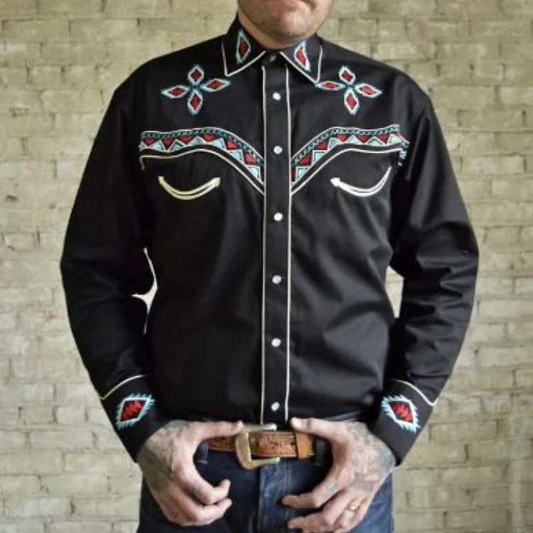 Men's Western Retro Embroidered Shirt