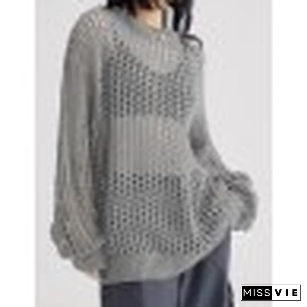 Hollow Out Crochet Knit Pullover Sweater