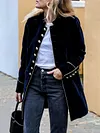 Stylish Urban Stand Collar Buttoned Long Sleeve Loose Outerwear