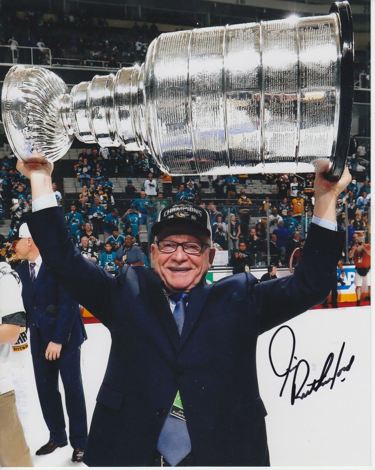 Jim Rutherford #0 8x10 Signed Photo Poster painting w/ COA Pittsburge Penguins -