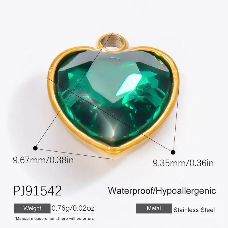 1 Piece 12.64*13.28mm 304 Stainless Steel Zircon 18K Gold Plated Heart Shape Pendant Jewelry Accessories