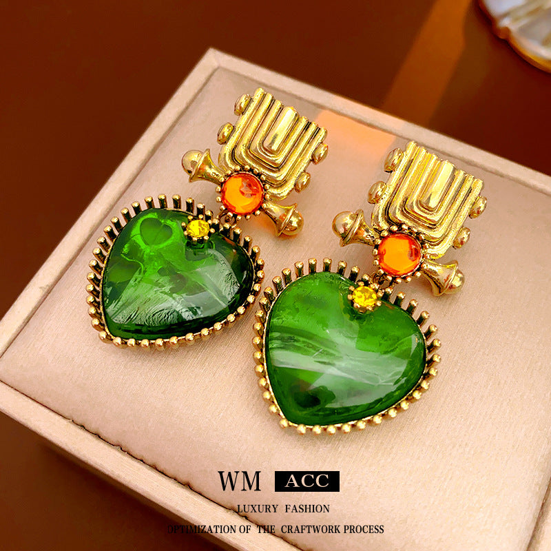 Medieval Heart Geometric Alloy Electroplating Earrings