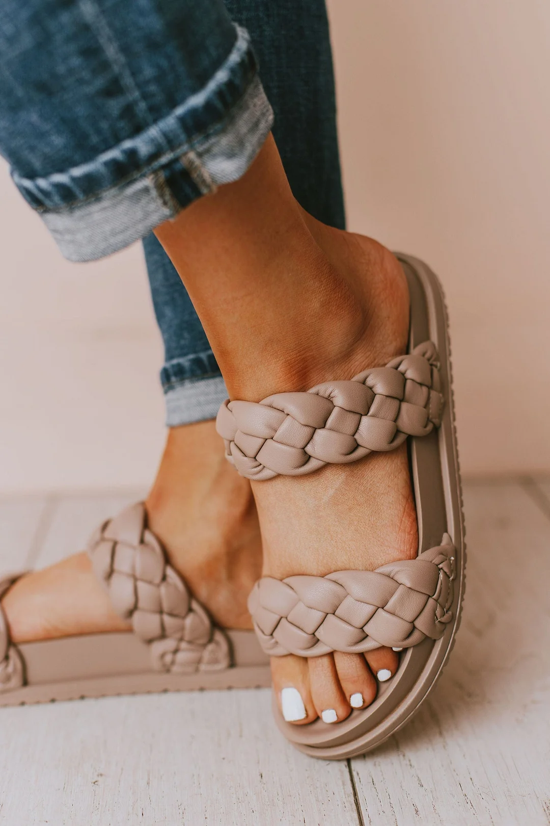 Double Braid Strap Slide on Sandals