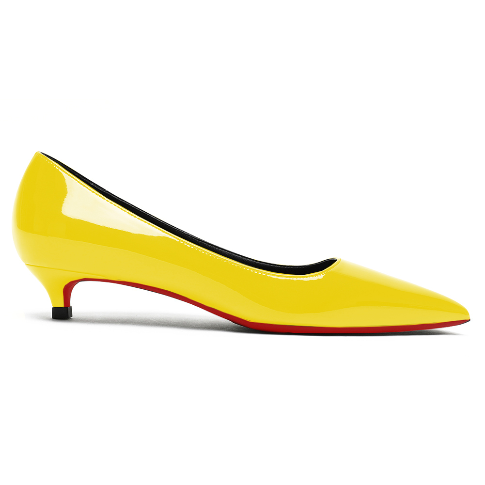 30mm Pointed Toe Red Bottom Kitten Heels Slip On Daily Comfortable Pumps for Women-MERUMOTE