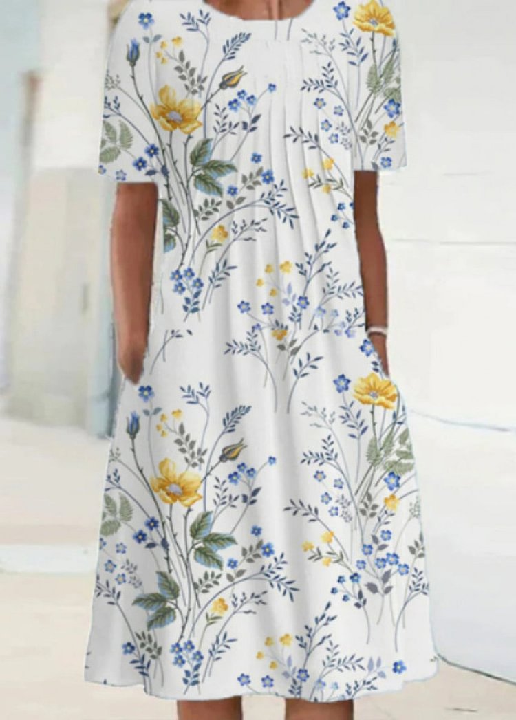 Print Round Collar Dress