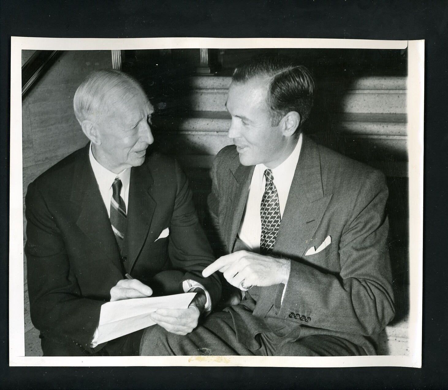 Connie Mack & Connie Mack Jr. at Palmer House 1948 Press Photo Poster painting Philadelphia A's