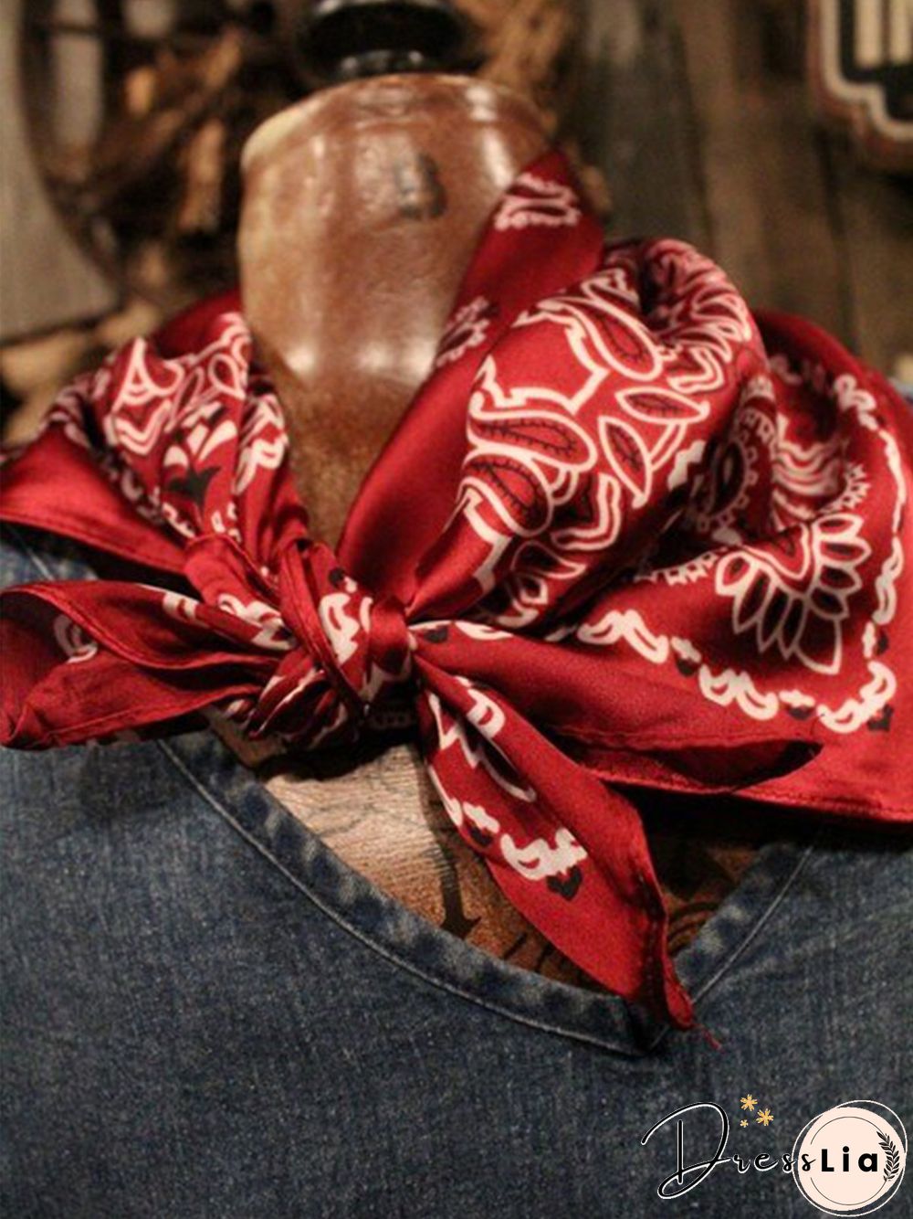 Western denim chiffon printed casual scarf