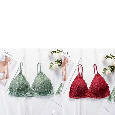 Lace bra, women's panties, triangle cut, lingerie, V-shaped wireless underwear, soft and thin seamless 1/2 piece bra, 2021
