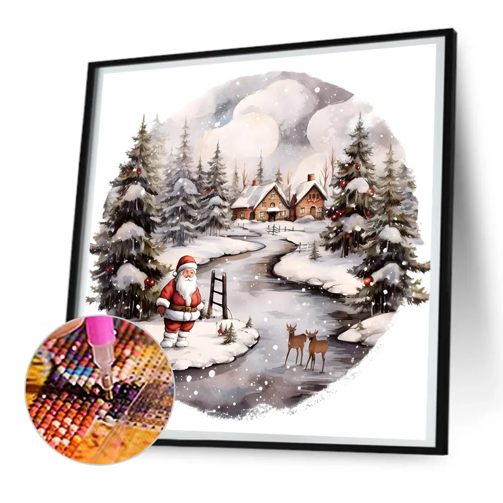 Full Round Diamond Painting 30*30cm - Santa Claus In The Snow
